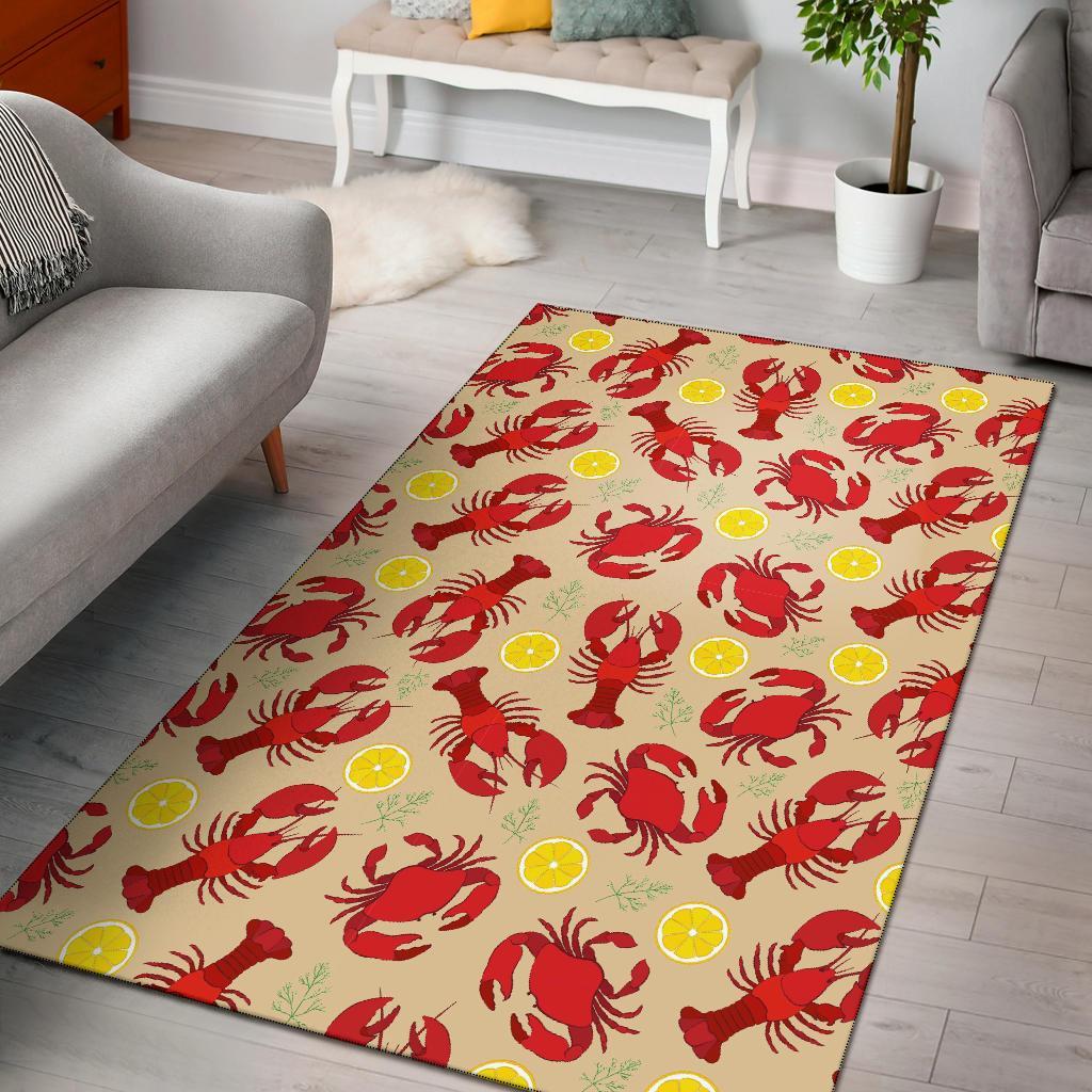 Lobster Crab Pattern Print Floor Mat-grizzshop