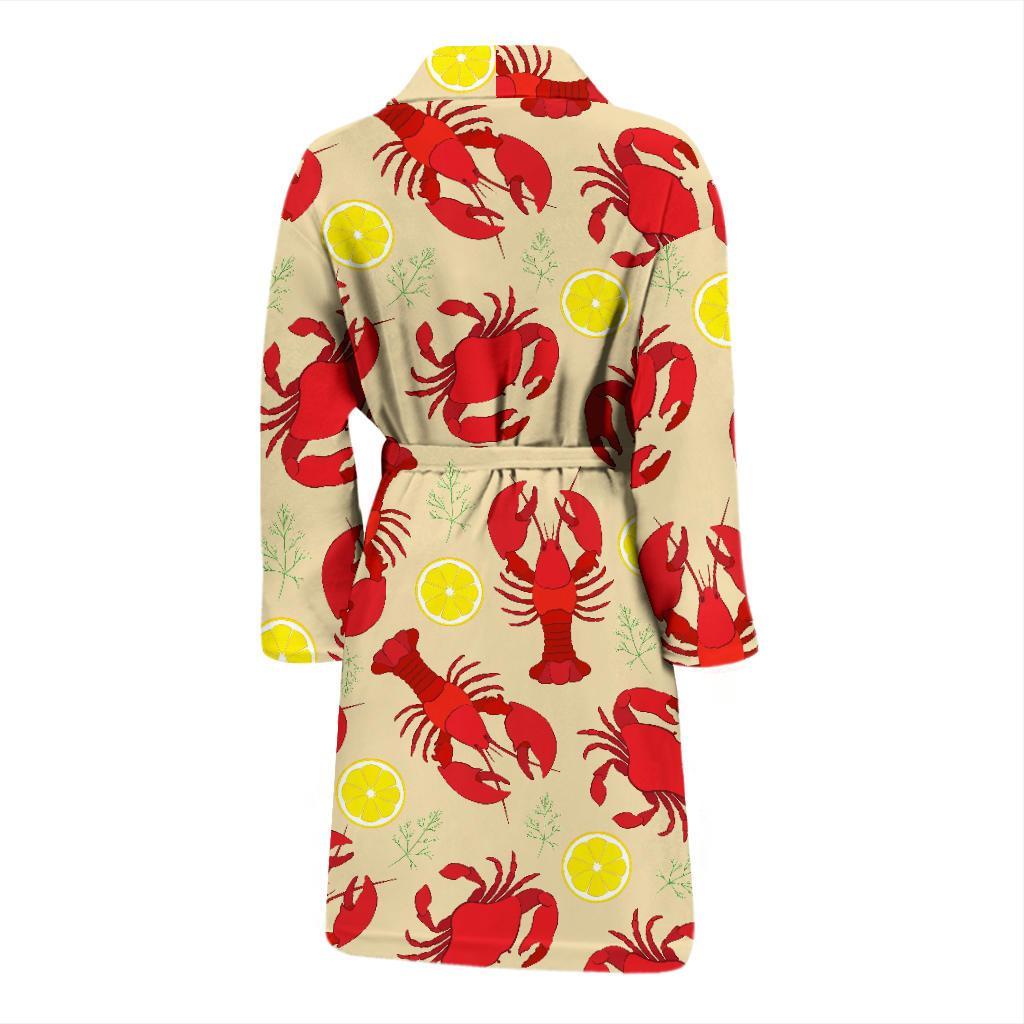 Lobster Crab Pattern Print Men Long Robe-grizzshop