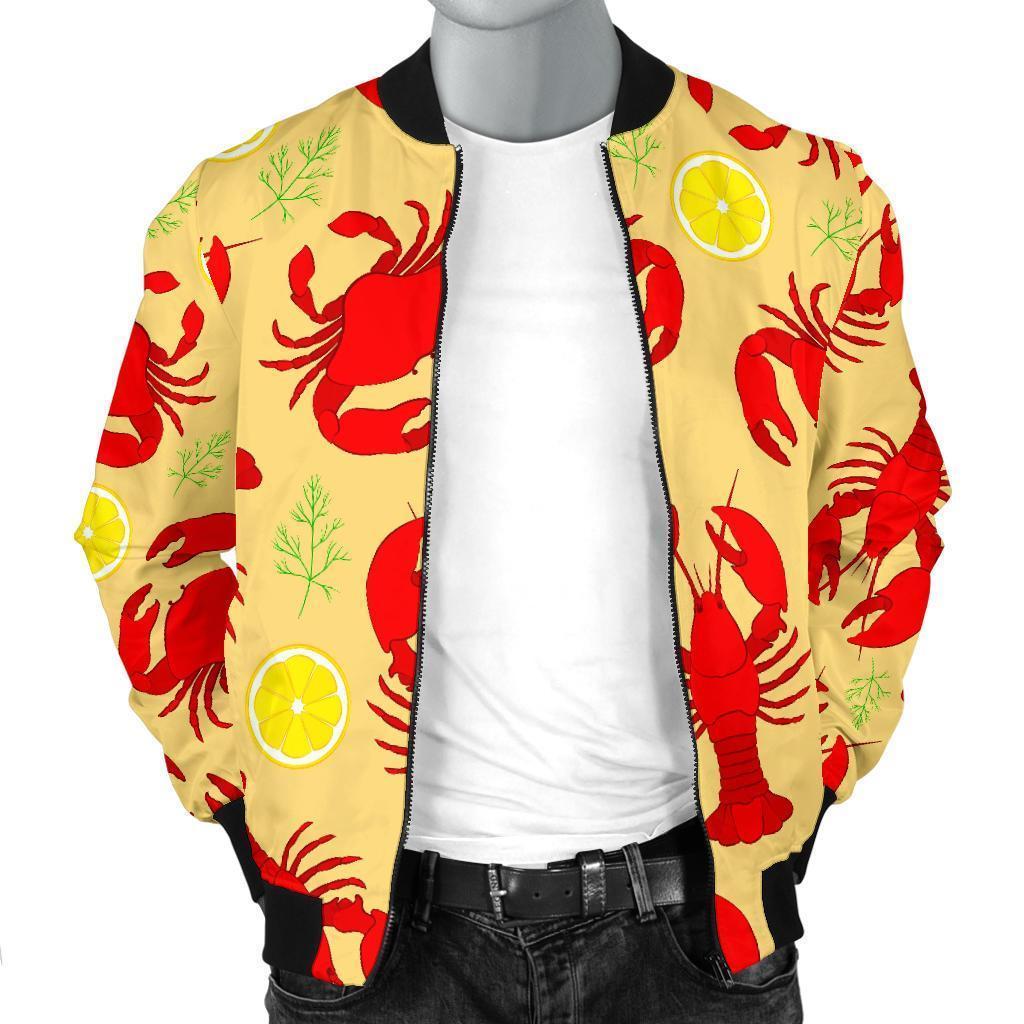 Lobster Crab Pattern Print Men's Bomber Jacket-grizzshop