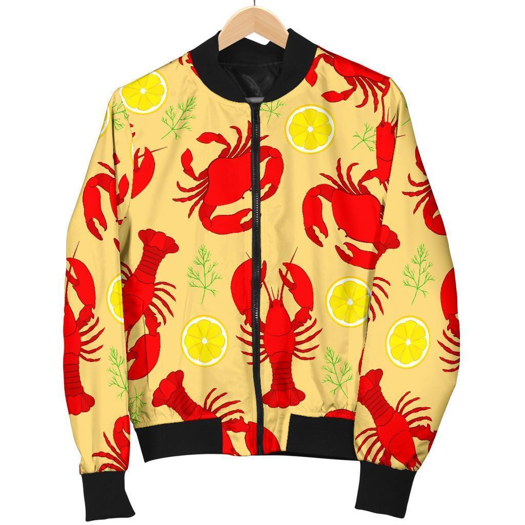 Lobster Crab Pattern Print Men's Bomber Jacket-grizzshop