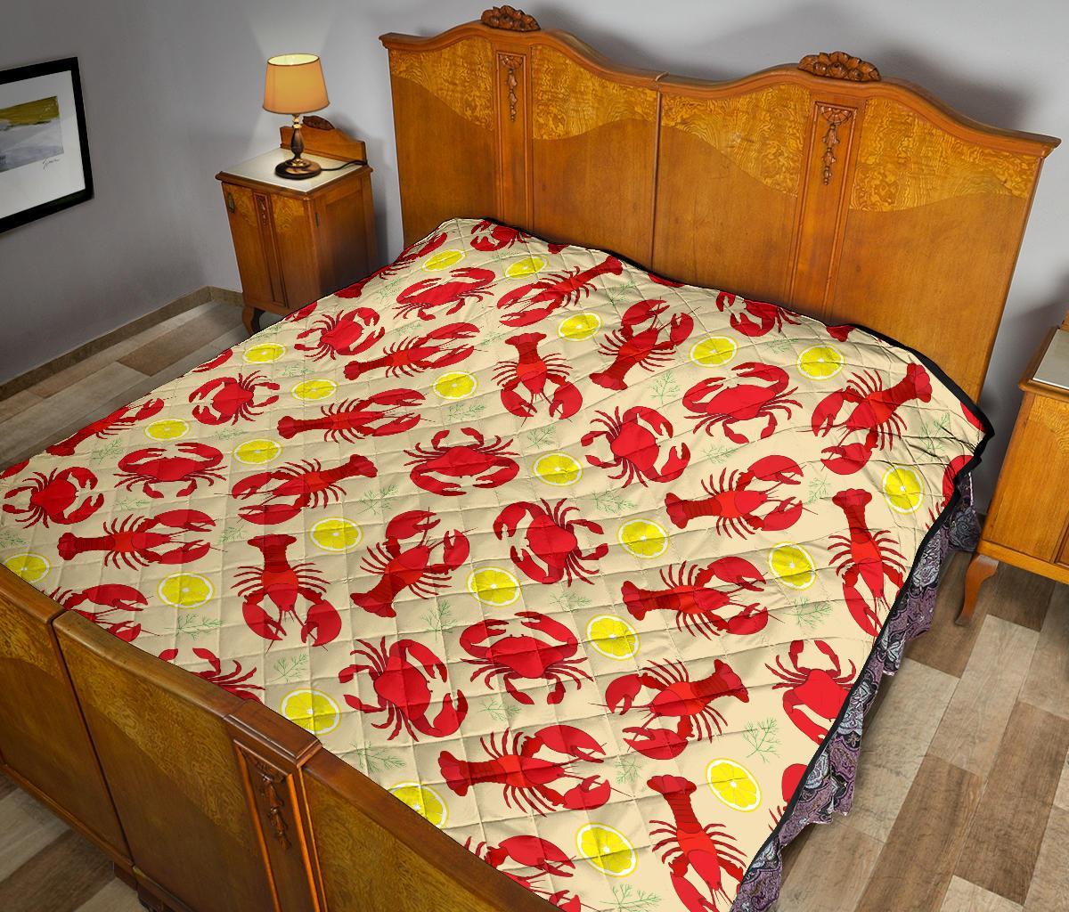 Lobster Crab Pattern Print Quilt-grizzshop