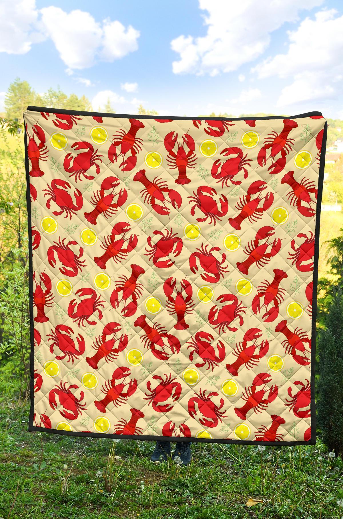 Lobster Crab Pattern Print Quilt-grizzshop