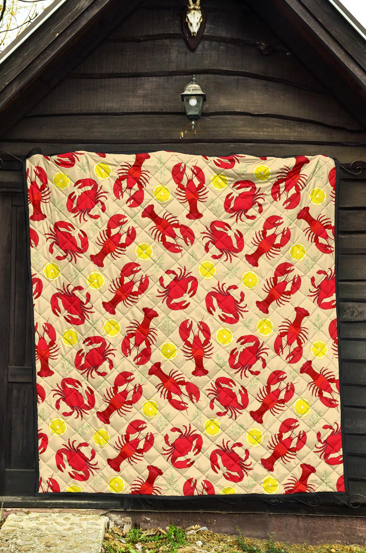 Lobster Crab Pattern Print Quilt-grizzshop