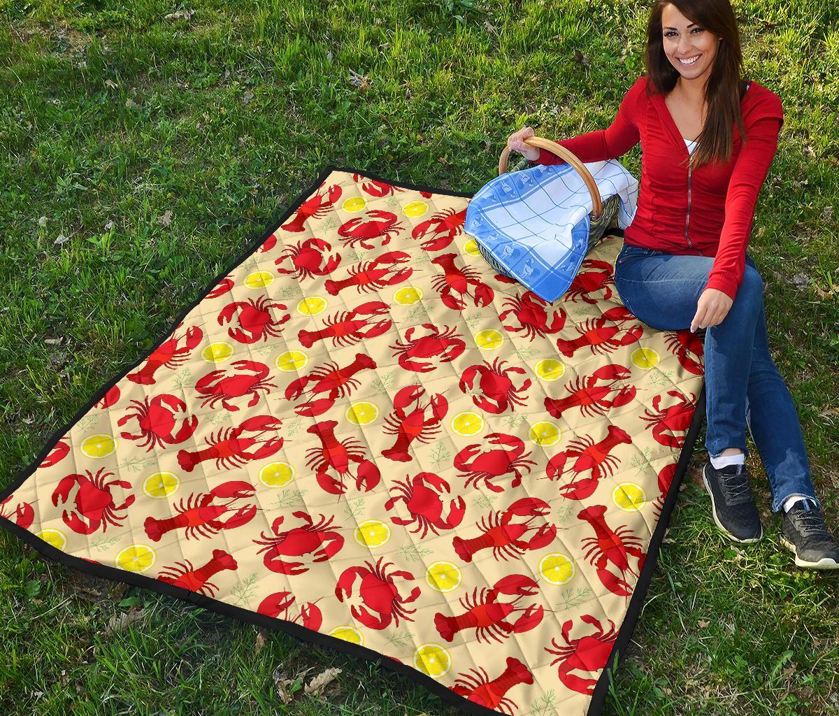 Lobster Crab Pattern Print Quilt-grizzshop