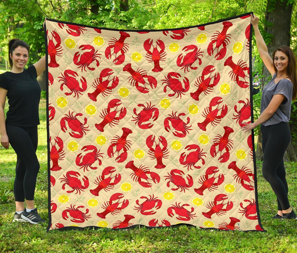 Lobster Crab Pattern Print Quilt-grizzshop