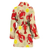 Lobster Crab Pattern Print Women Long Robe-grizzshop