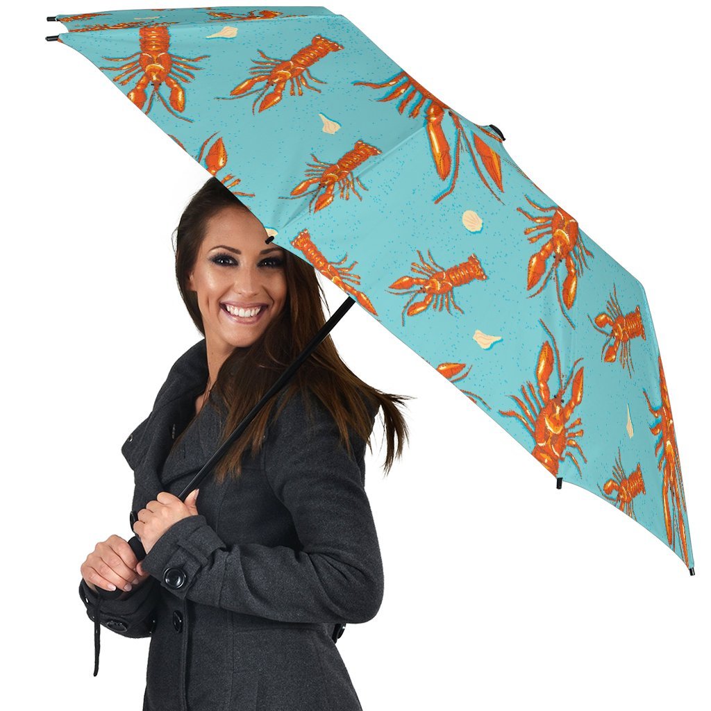 Lobster Pattern Print Automatic Foldable Umbrella-grizzshop