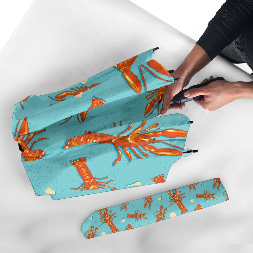 Lobster Pattern Print Automatic Foldable Umbrella-grizzshop