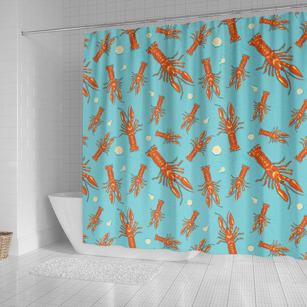 Lobster Pattern Print Bathroom Shower Curtain-grizzshop