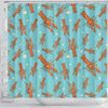 Lobster Pattern Print Bathroom Shower Curtain-grizzshop