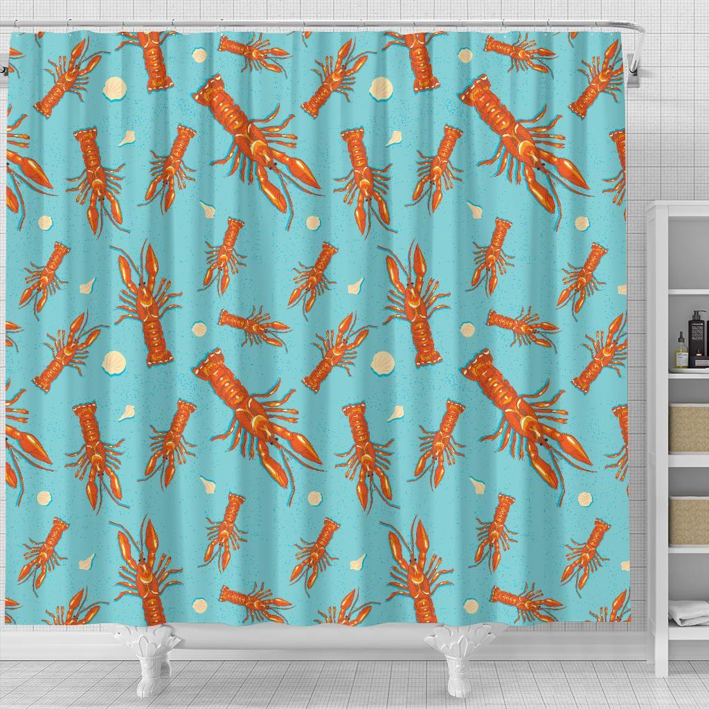 Lobster Pattern Print Bathroom Shower Curtain-grizzshop