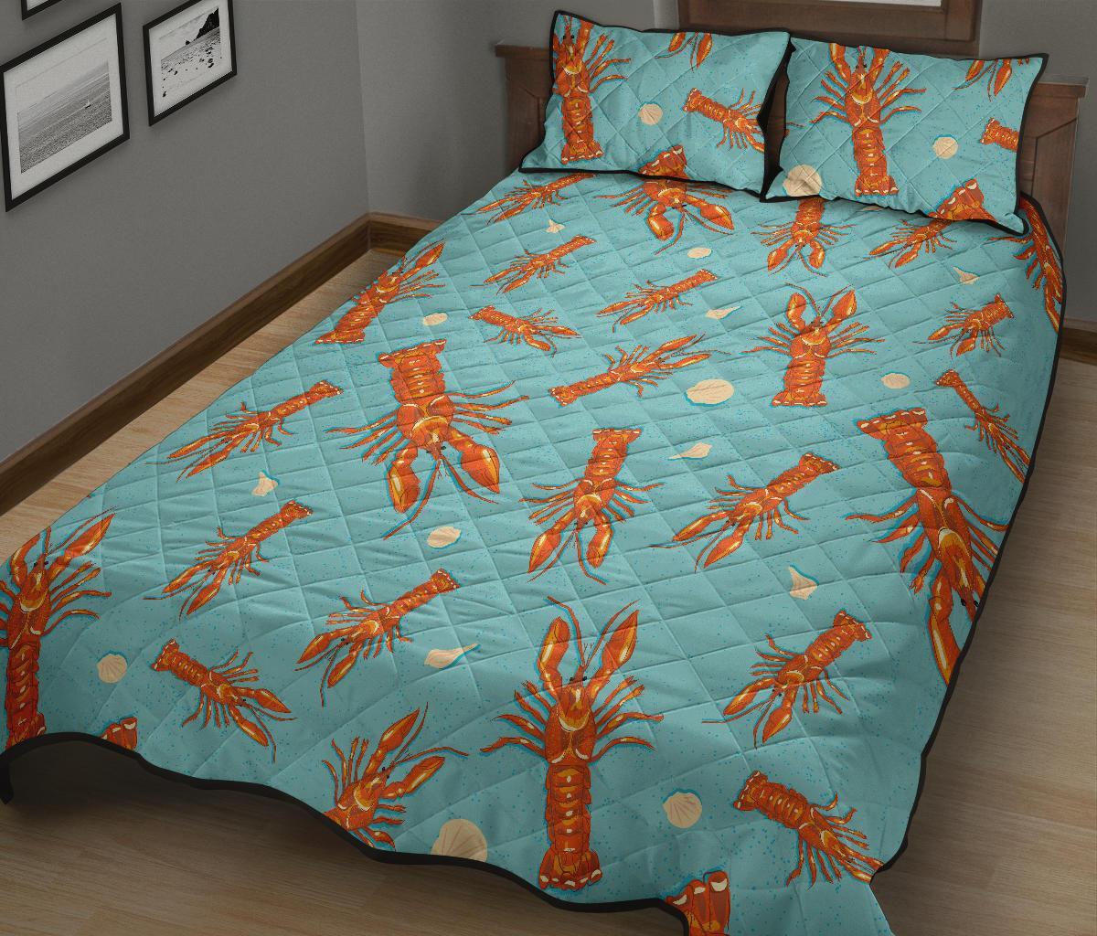 Lobster Pattern Print Bed Set Quilt-grizzshop