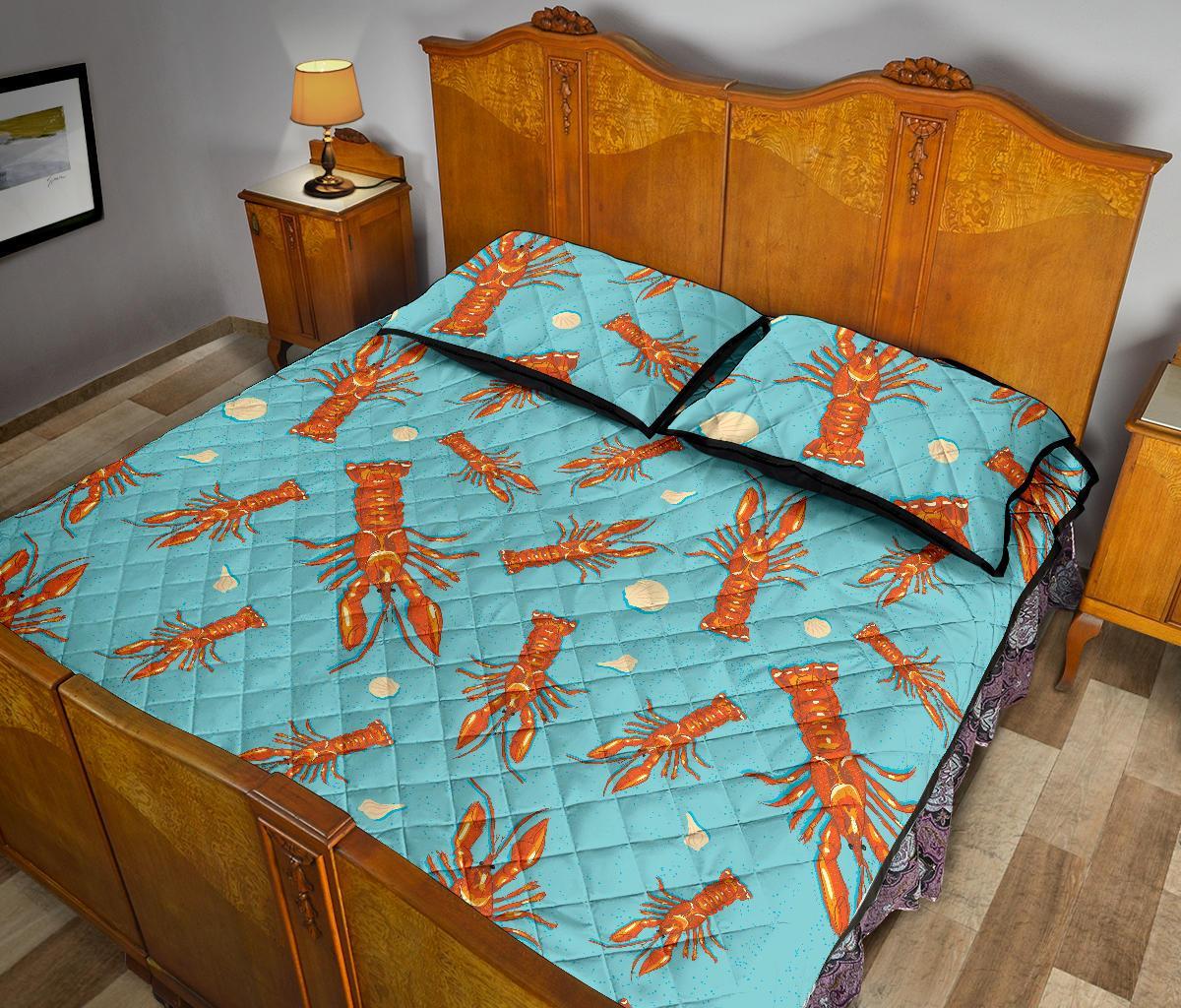 Lobster Pattern Print Bed Set Quilt-grizzshop