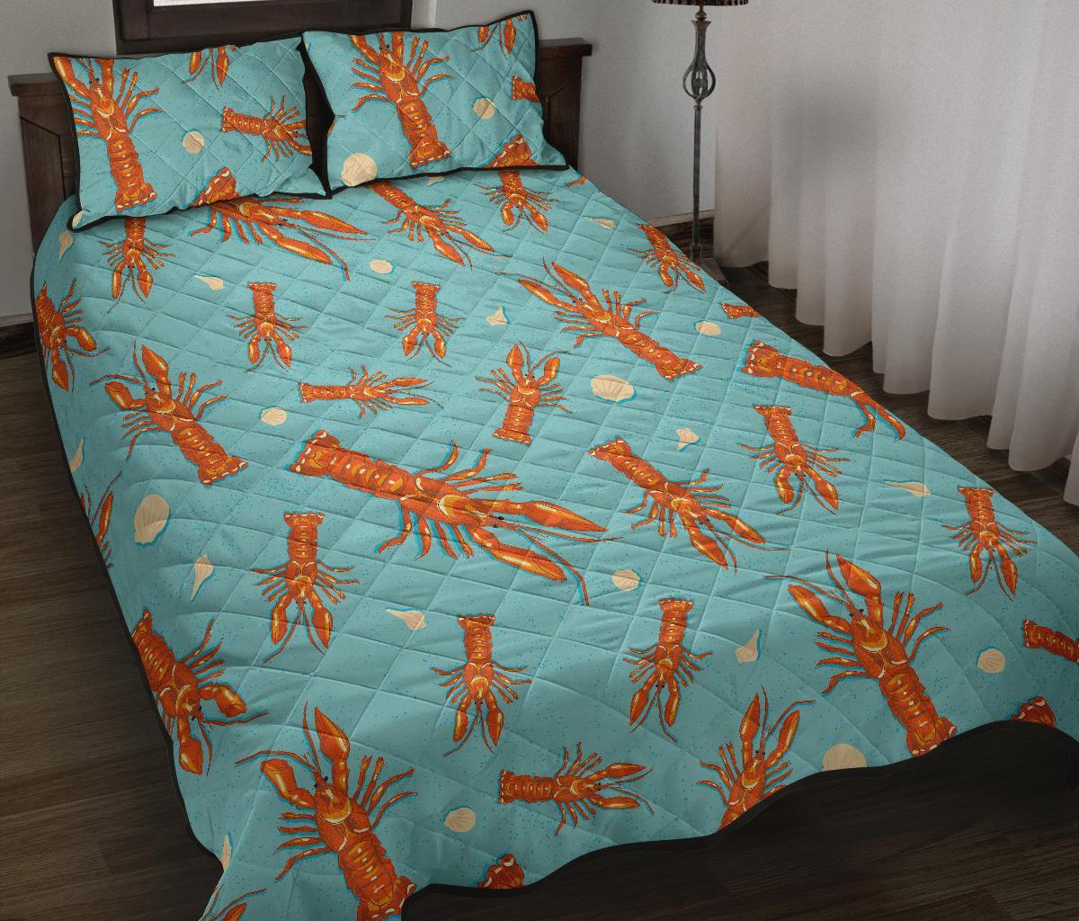 Lobster Pattern Print Bed Set Quilt-grizzshop