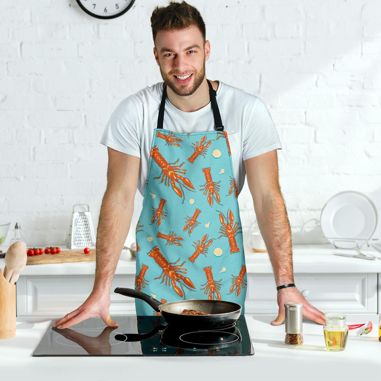 Lobster Pattern Print Men's Apron-grizzshop