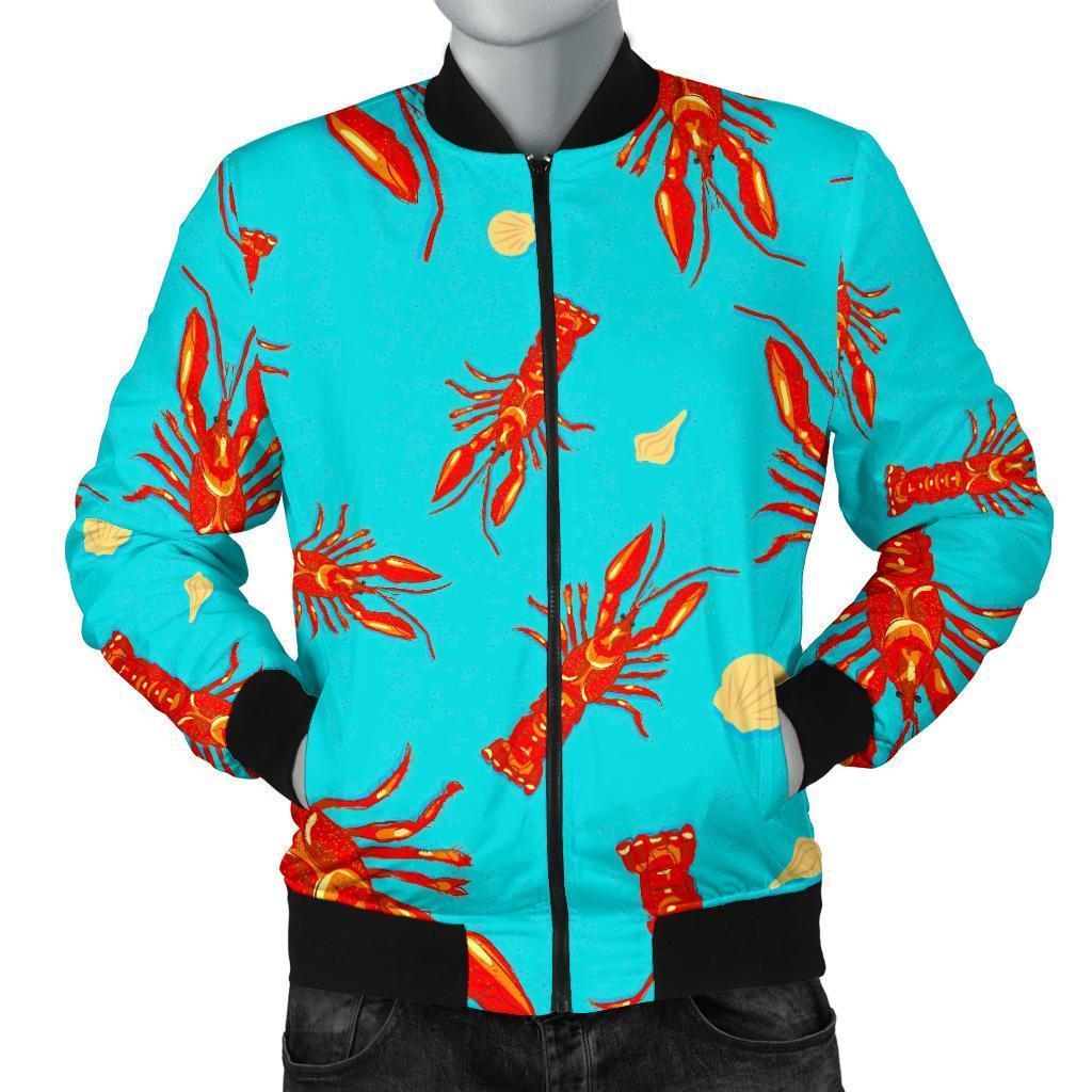 Lobster Pattern Print Men's Bomber Jacket-grizzshop