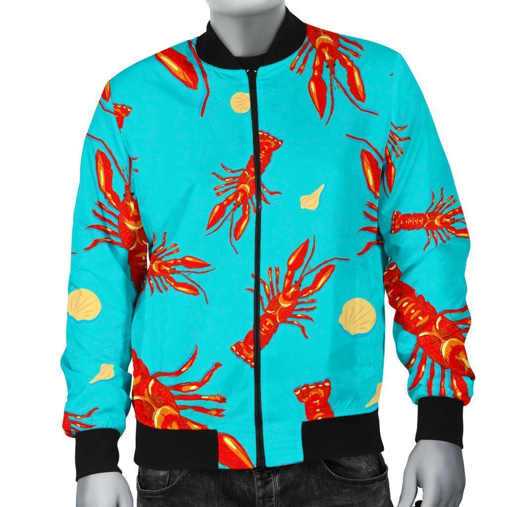 Lobster Pattern Print Men's Bomber Jacket-grizzshop