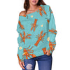 Lobster Pattern Print Women Off Shoulder Sweatshirt-grizzshop