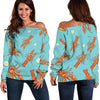 Lobster Pattern Print Women Off Shoulder Sweatshirt-grizzshop