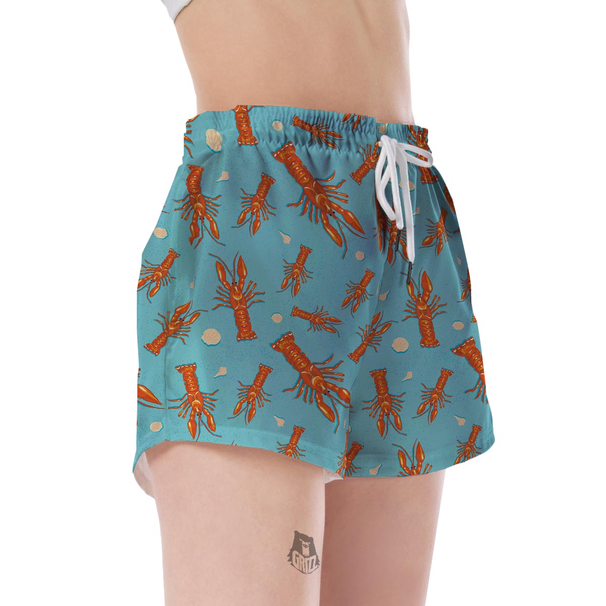 Lobster Pattern Print Women's Shorts-grizzshop
