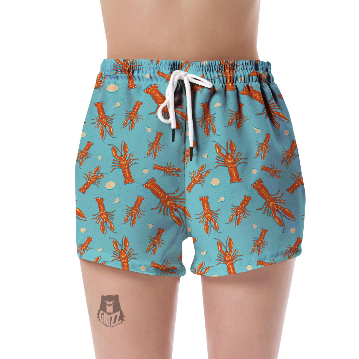 Lobster Pattern Print Women's Shorts-grizzshop