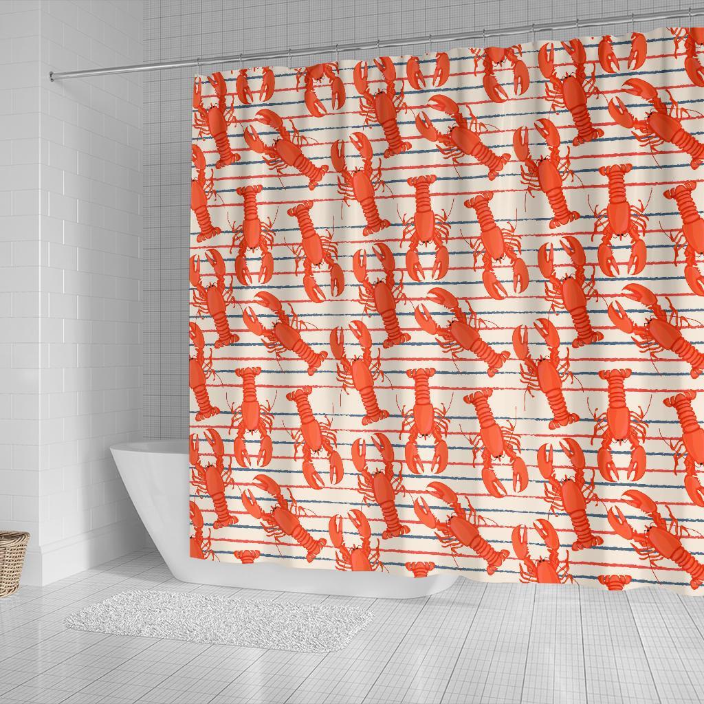 Lobster Print Pattern Bathroom Shower Curtain-grizzshop