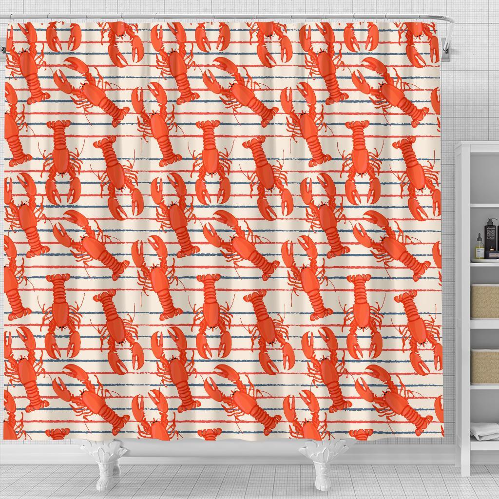 Lobster Print Pattern Bathroom Shower Curtain-grizzshop