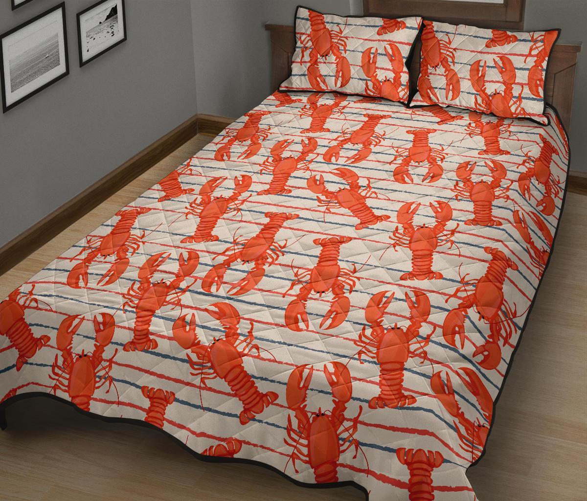 Lobster Print Pattern Bed Set Quilt-grizzshop