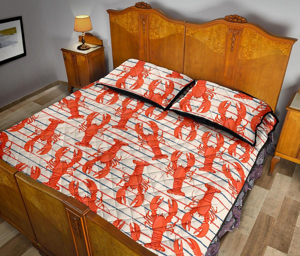 Lobster Print Pattern Bed Set Quilt-grizzshop