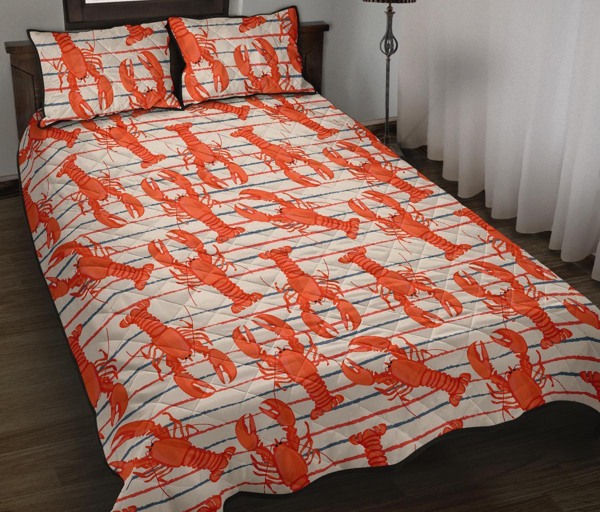 Lobster Print Pattern Bed Set Quilt-grizzshop