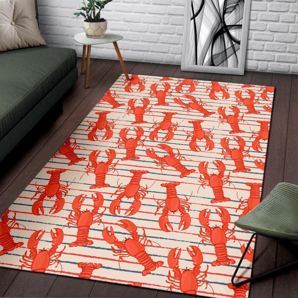 Lobster Print Pattern Floor Mat-grizzshop