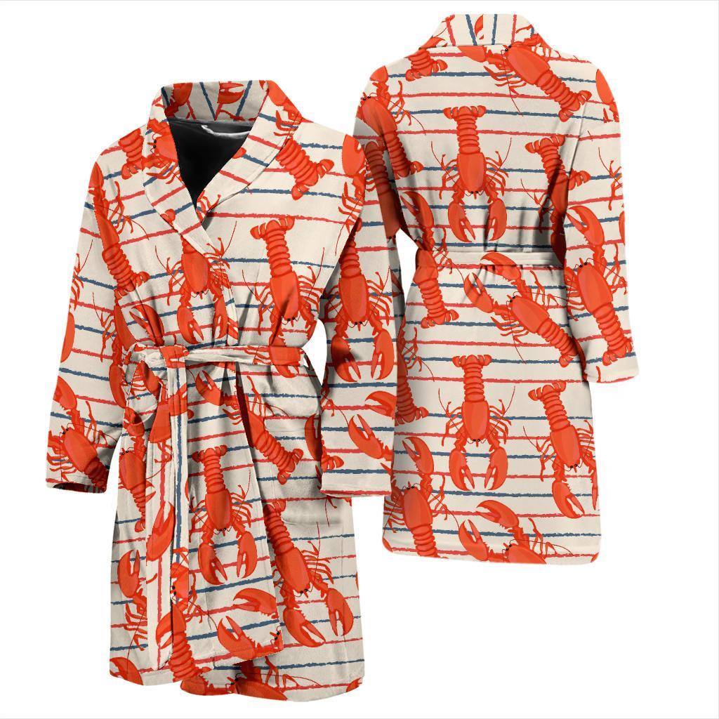 Lobster Print Pattern Men Long Robe-grizzshop