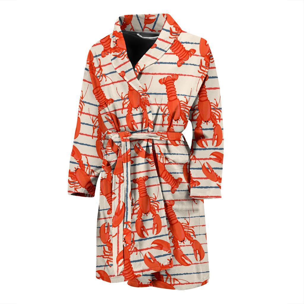 Lobster Print Pattern Men Long Robe-grizzshop