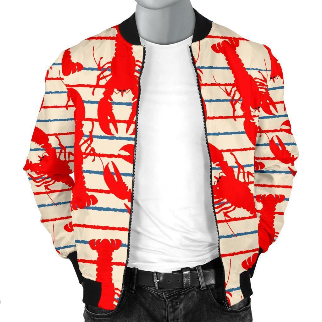 Lobster Print Pattern Men's Bomber Jacket-grizzshop