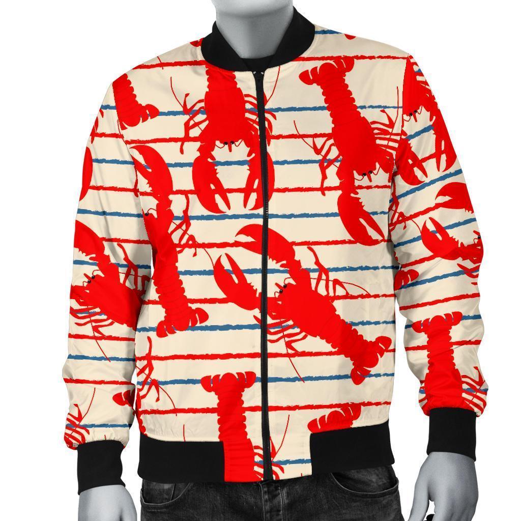 Lobster Print Pattern Men's Bomber Jacket-grizzshop