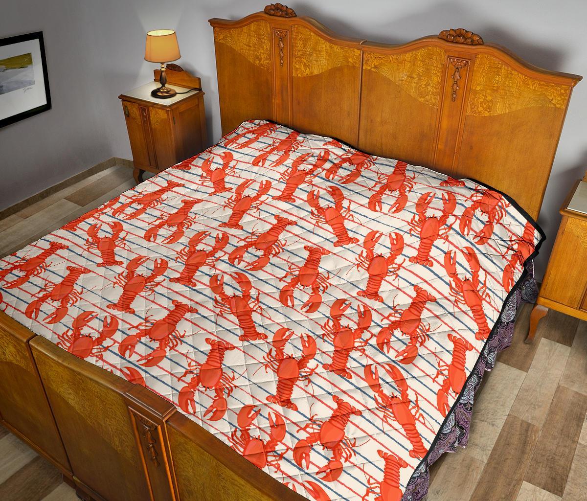 Lobster Print Pattern Quilt-grizzshop