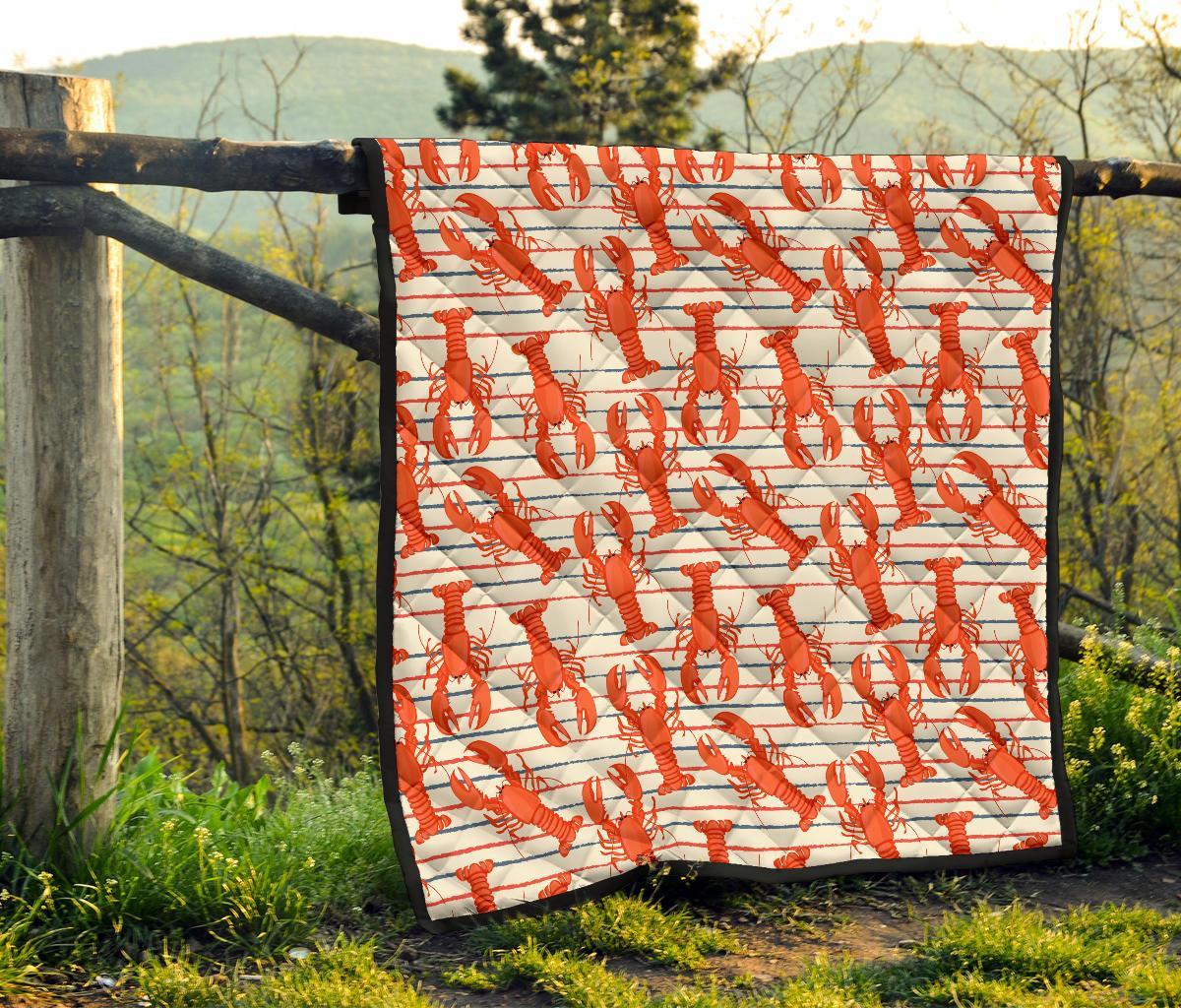 Lobster Print Pattern Quilt-grizzshop