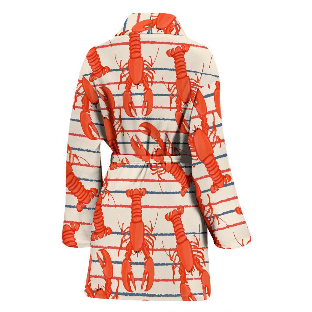 Lobster Print Pattern Women Long Robe-grizzshop