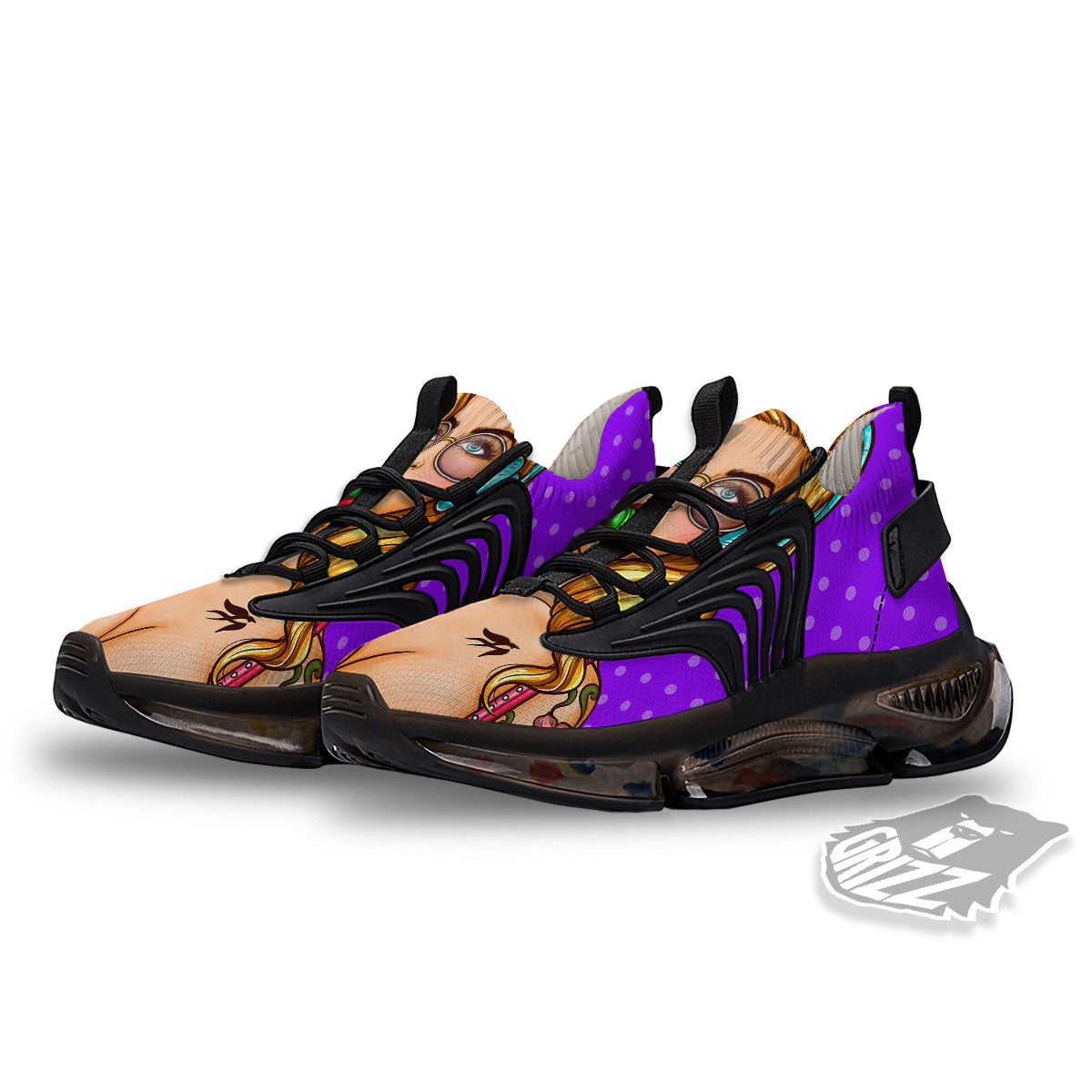 Lollipop And Punk Girl Print Black Gym Shoes-grizzshop