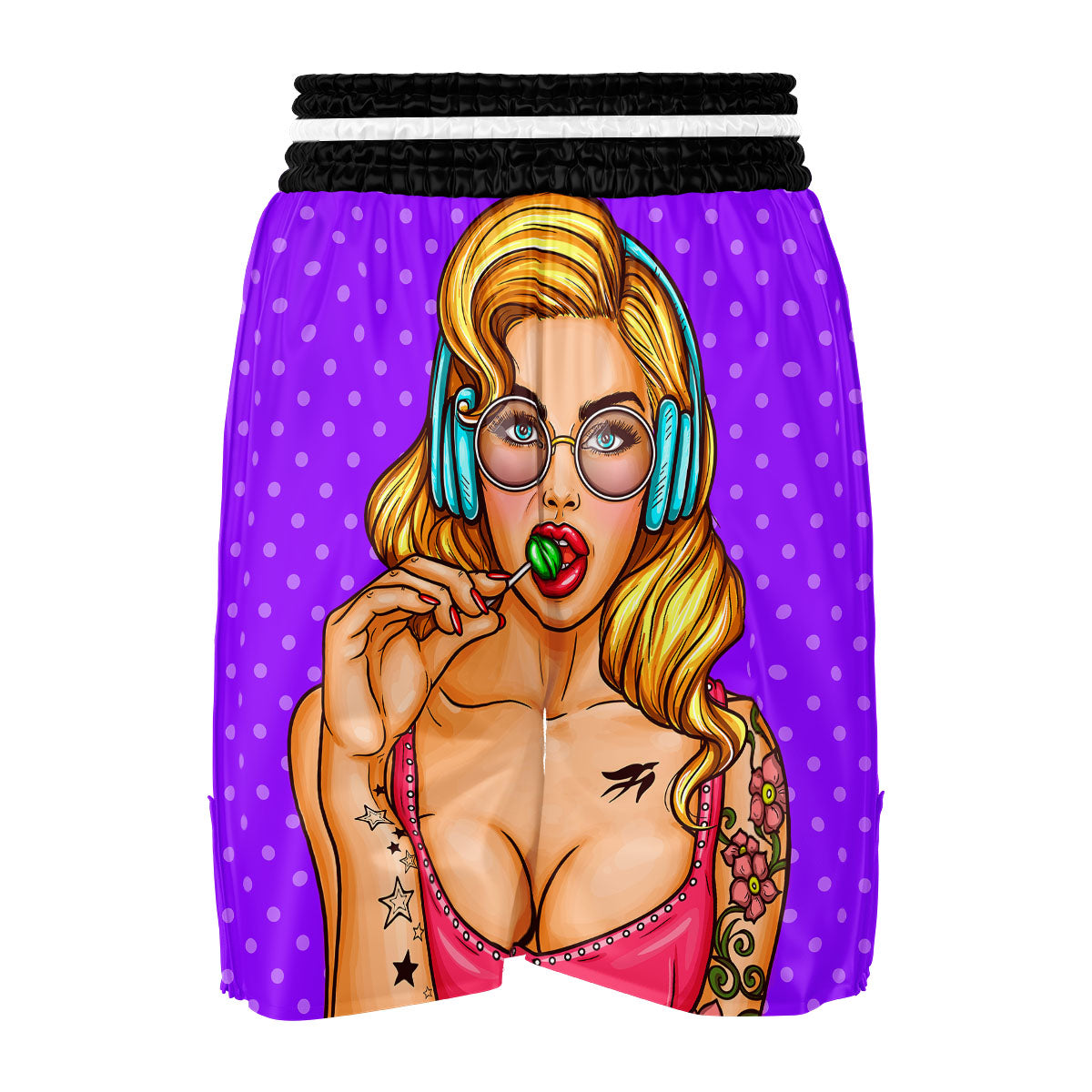 Lollipop And Punk Girl Print Boxing Shorts-grizzshop