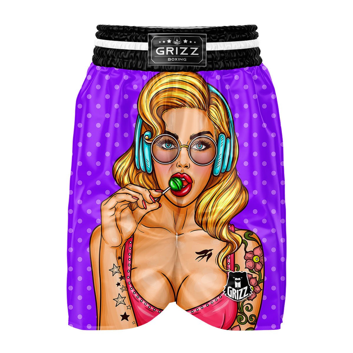 Lollipop And Punk Girl Print Boxing Shorts-grizzshop