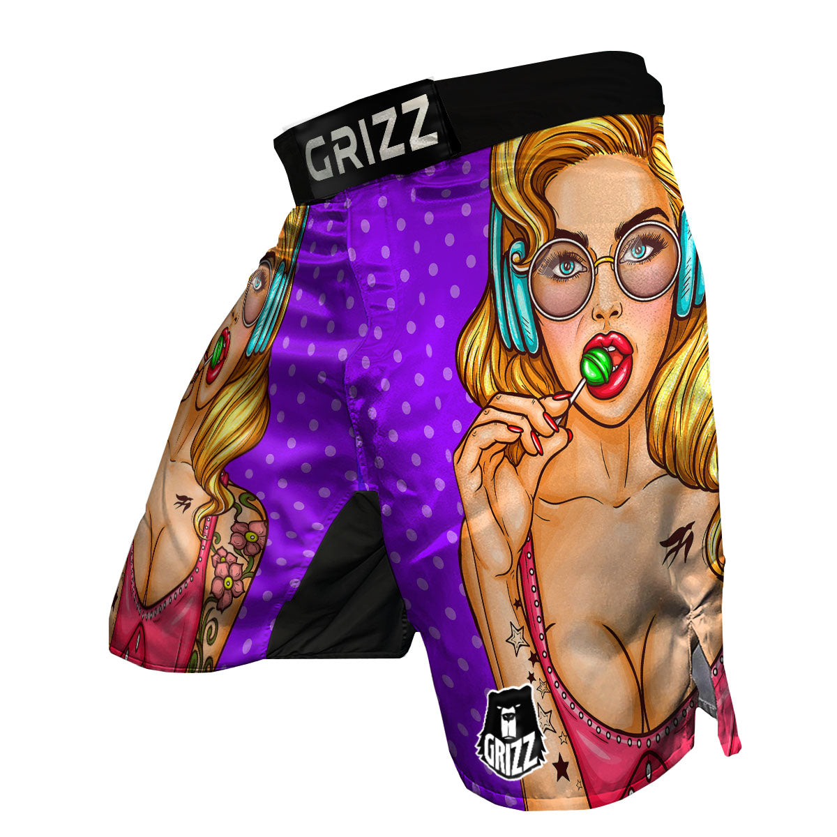 Lollipop And Punk Girl Print MMA Shorts-grizzshop