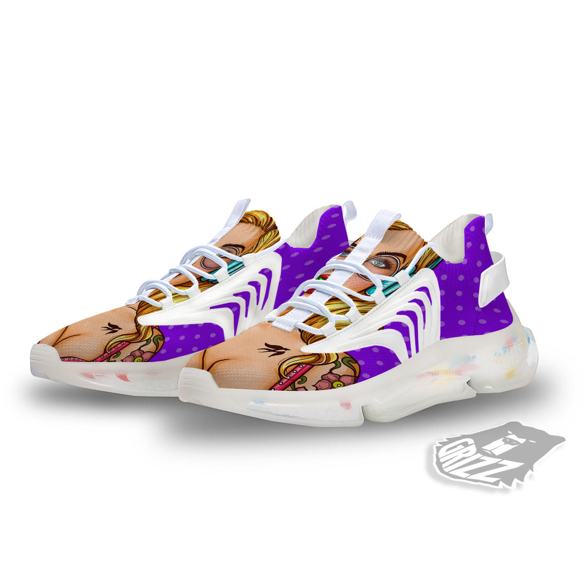Lollipop And Punk Girl Print White Gym Shoes-grizzshop