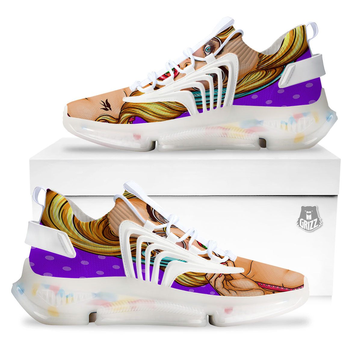 Lollipop And Punk Girl Print White Gym Shoes-grizzshop