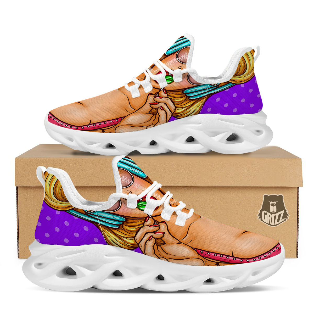 Lollipop And Punk Girl Print White Running Shoes-grizzshop