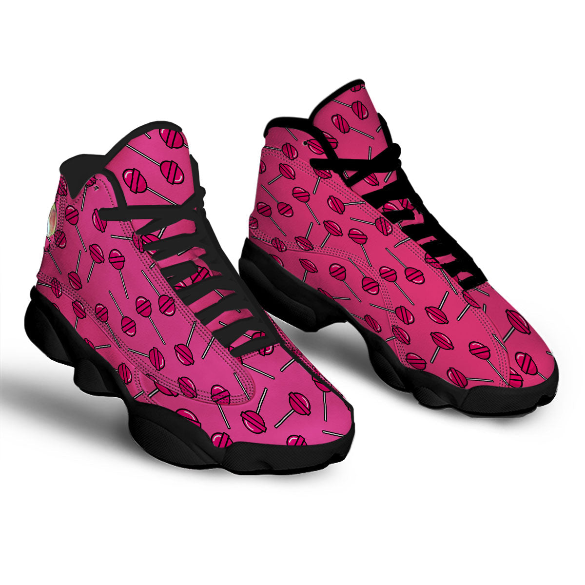 Lollipop Candy Pink Print Pattern Black Basketball Shoes-grizzshop