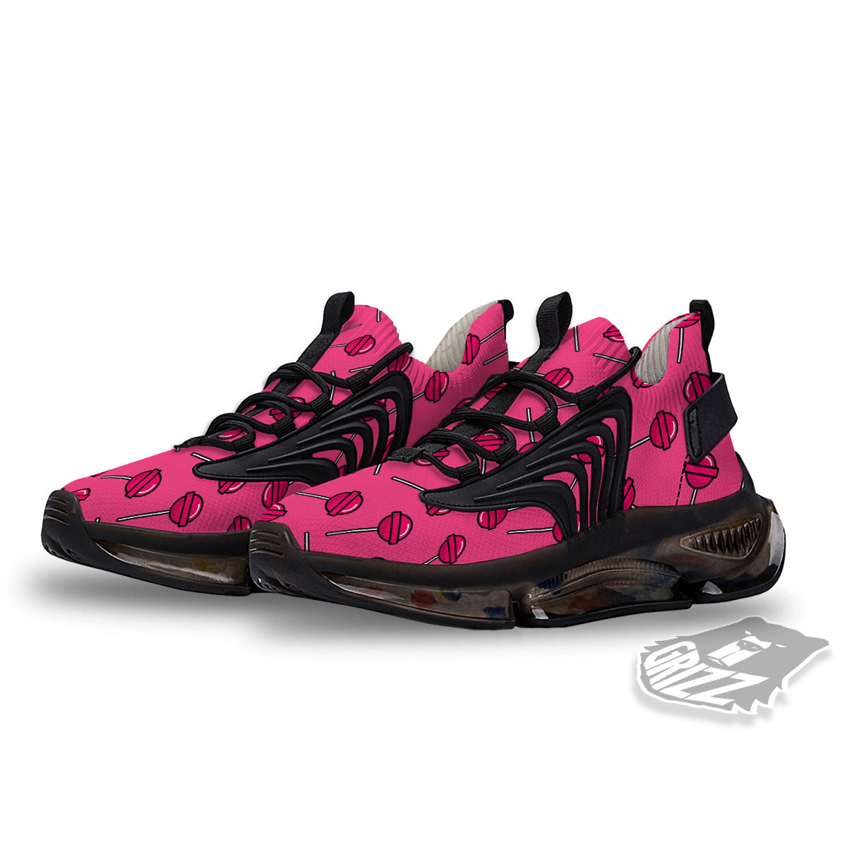 Lollipop Candy Pink Print Pattern Black Gym Shoes-grizzshop
