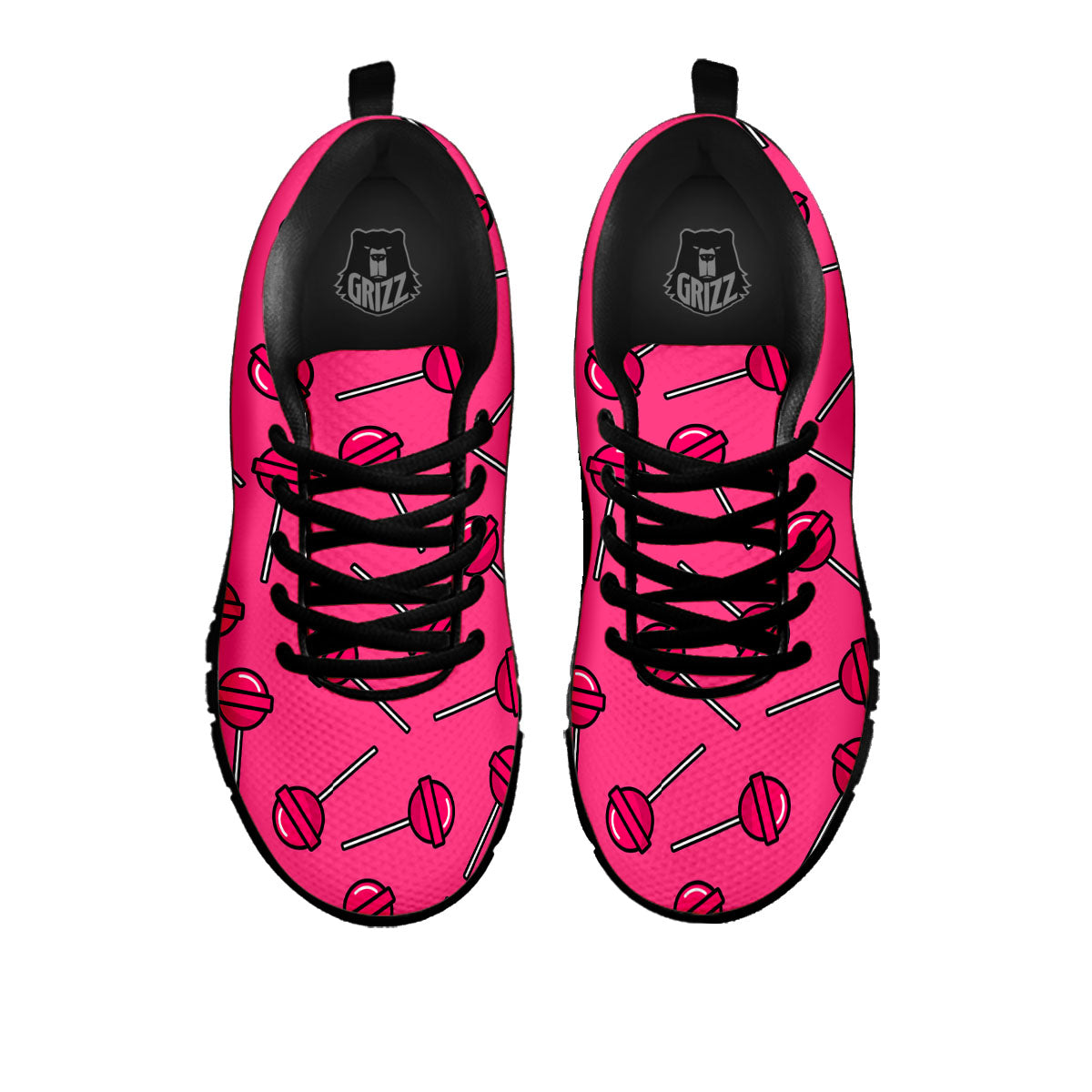 Lollipop Candy Pink Print Pattern Black Sneaker-grizzshop