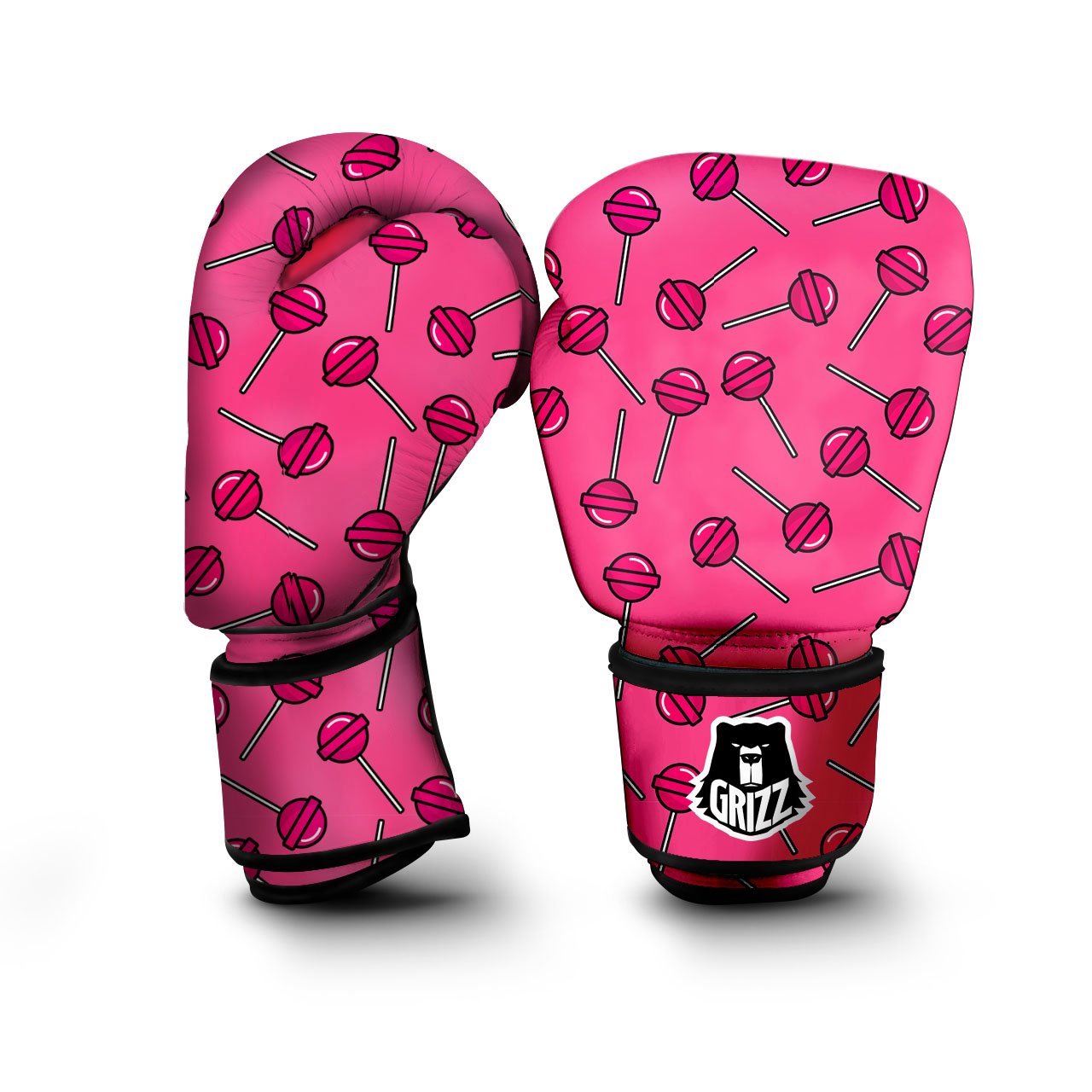 Lollipop Candy Pink Print Pattern Boxing Gloves-grizzshop