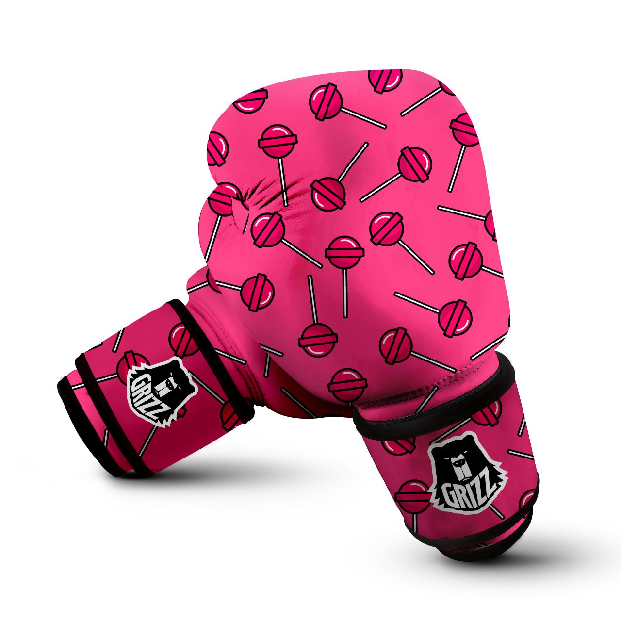 Lollipop Candy Pink Print Pattern Boxing Gloves-grizzshop